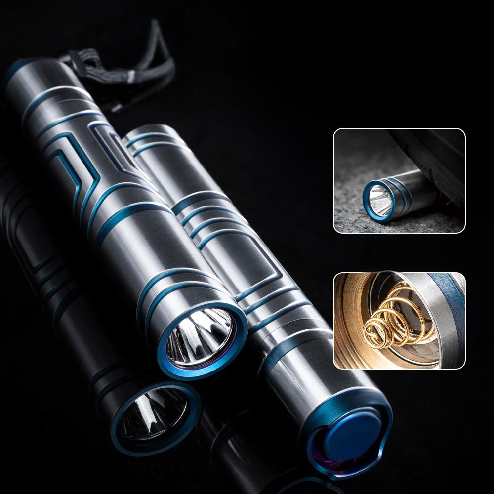 EDC Titanium Alloy Mini Flashlight Rechargeable Fishing Outdoor Waterproof Camping Lighting EDC Tools