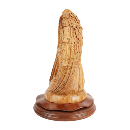Hand-carved nativity scene with angel – olive wood sculpture from Bethlehem (30 cm)